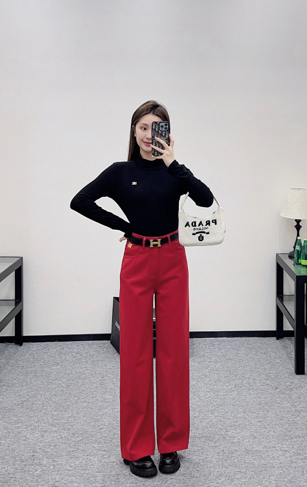 HERMES HERMES 25S HIGH-WAIST STRAIGHT JEANS 352