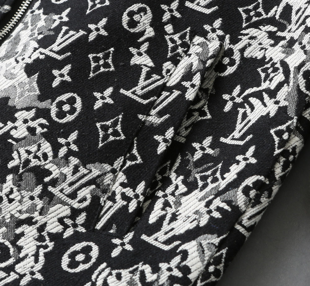 LOUIS VUITTON LV SHIRT JACKET IN BLACK MIX WHITE MONOGRAM JACQUARD FABRIC 238989