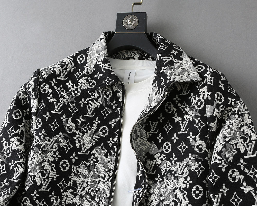 LOUIS VUITTON LV SHIRT JACKET IN BLACK MIX WHITE MONOGRAM JACQUARD FABRIC 238989