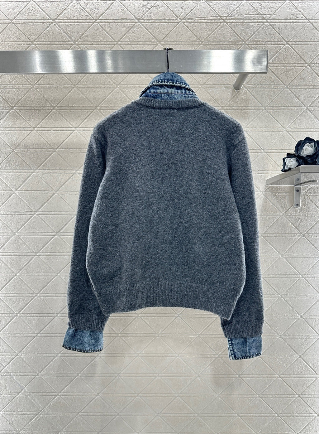MIUMIU KNIT JACKET WITH DENIM STYLE 735