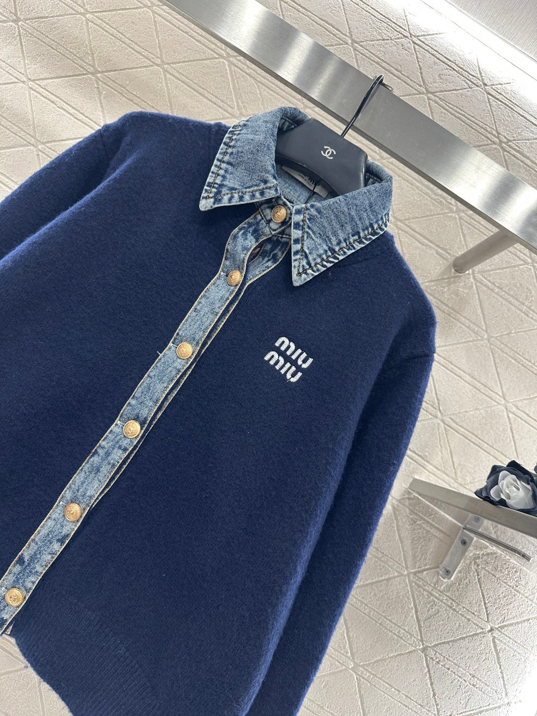 MIUMIU KNIT JACKET WITH DENIM STYLE 737