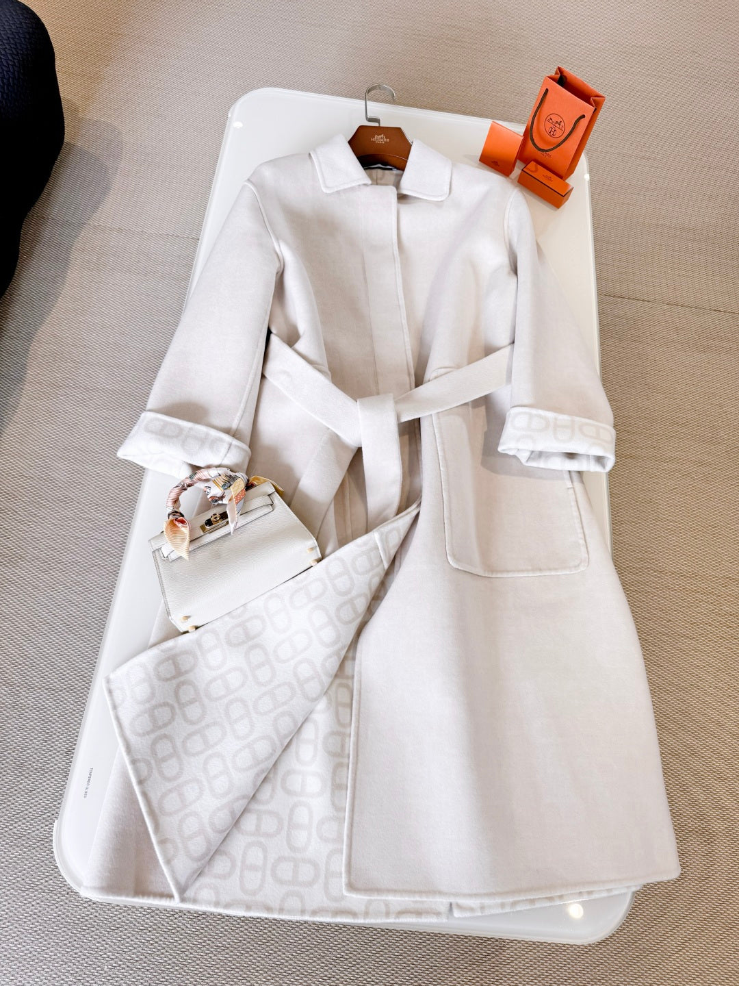 HERMES HERMES 25S BELTED CASERE PEACOAT 268