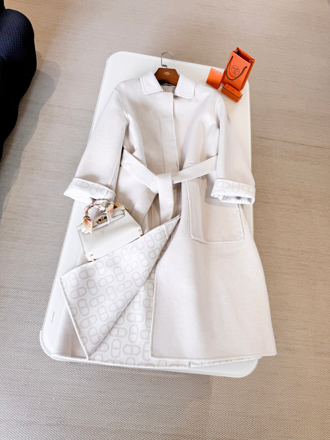 HERMES HERMES 25S BELTED CASERE PEACOAT 268