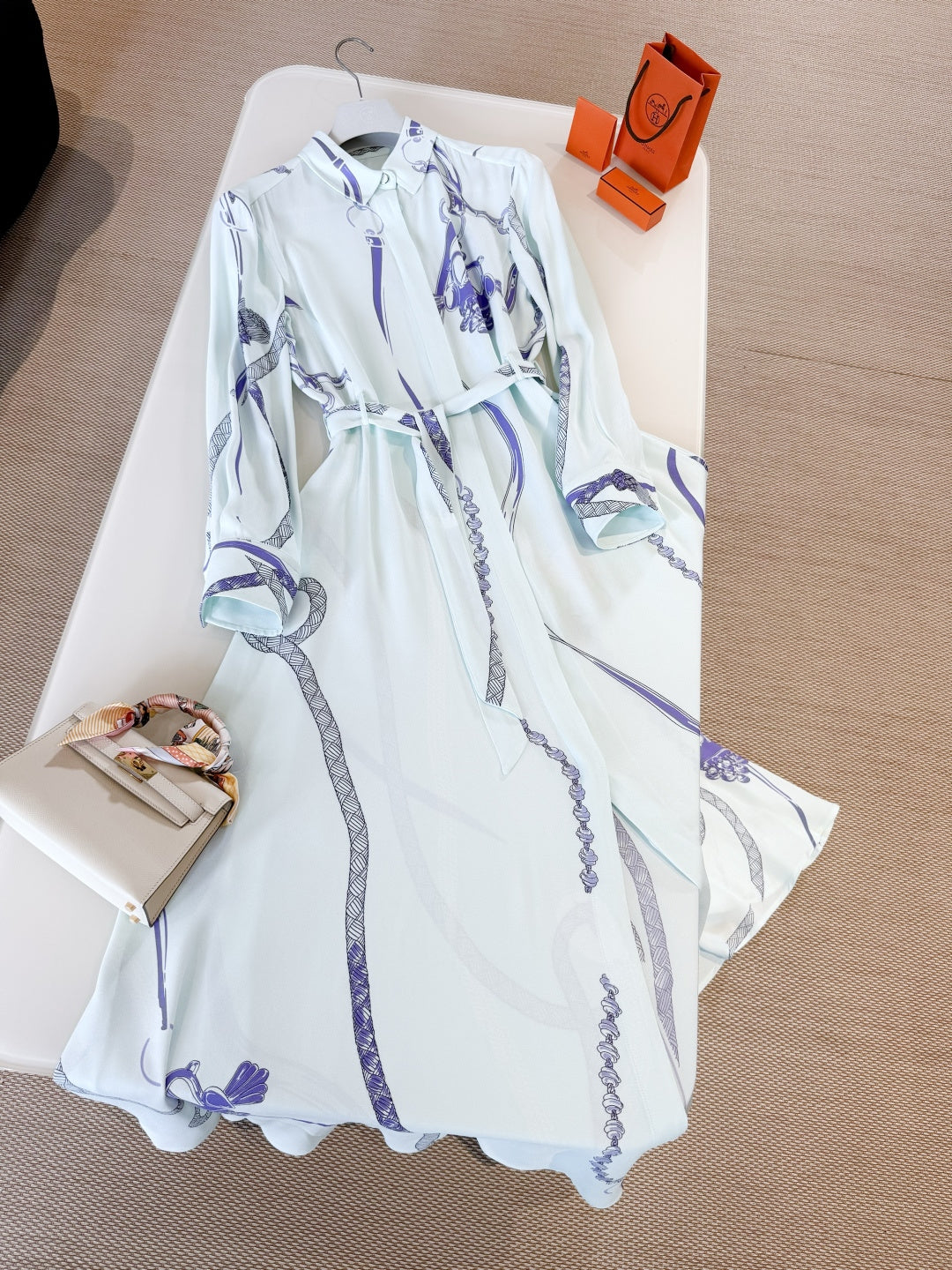 HERMES HERMES 25S LONG SILK DRESS 259