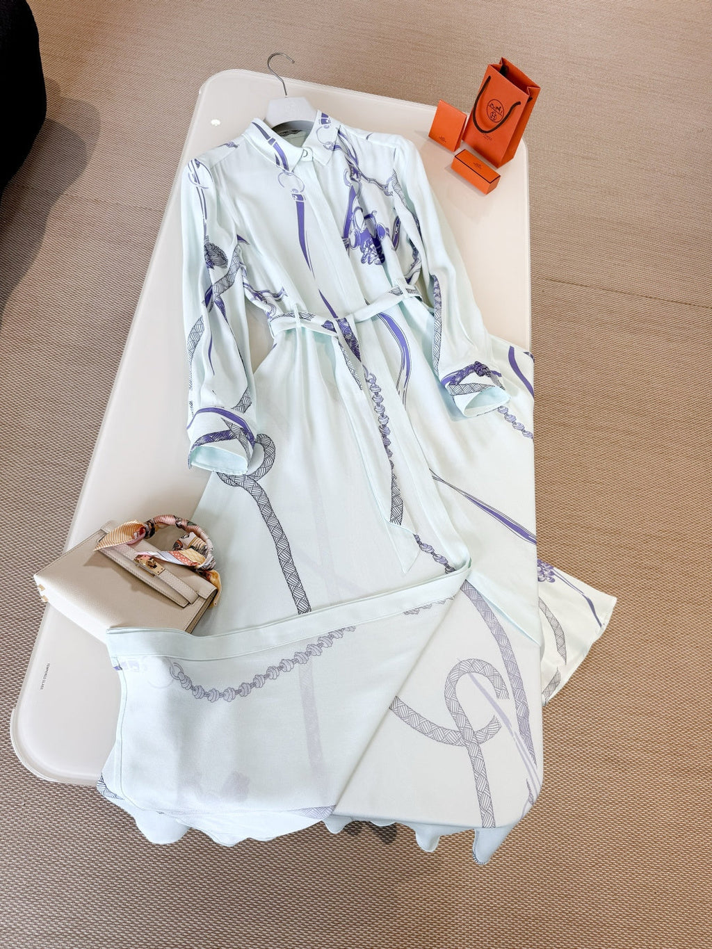 HERMES HERMES 25S LONG SILK DRESS 259