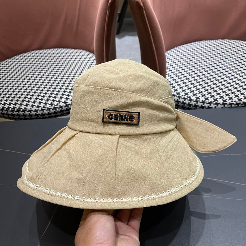 CELINE BUCKET HAT MODEL 650275 IN DARK BEIGE TEXTURED FABRIC