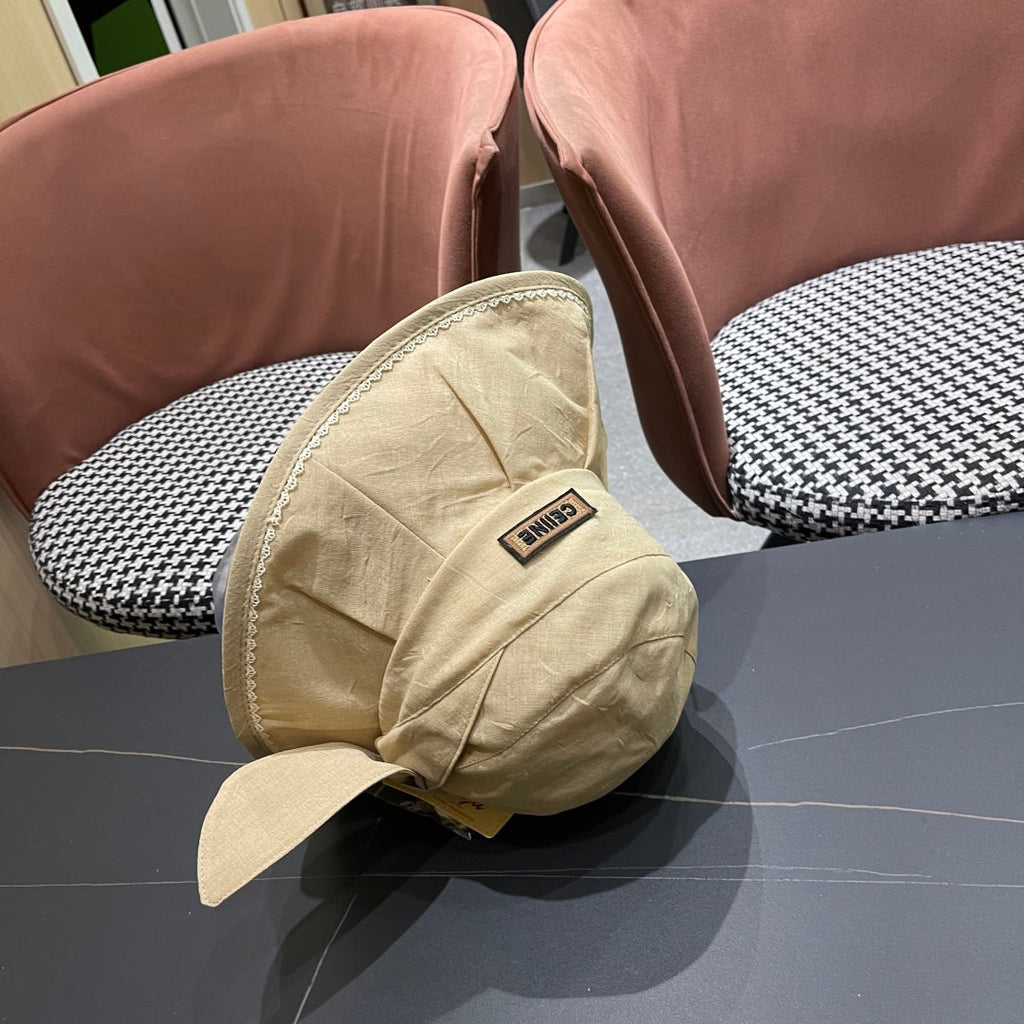 CELINE BUCKET HAT MODEL 650275 IN DARK BEIGE TEXTURED FABRIC