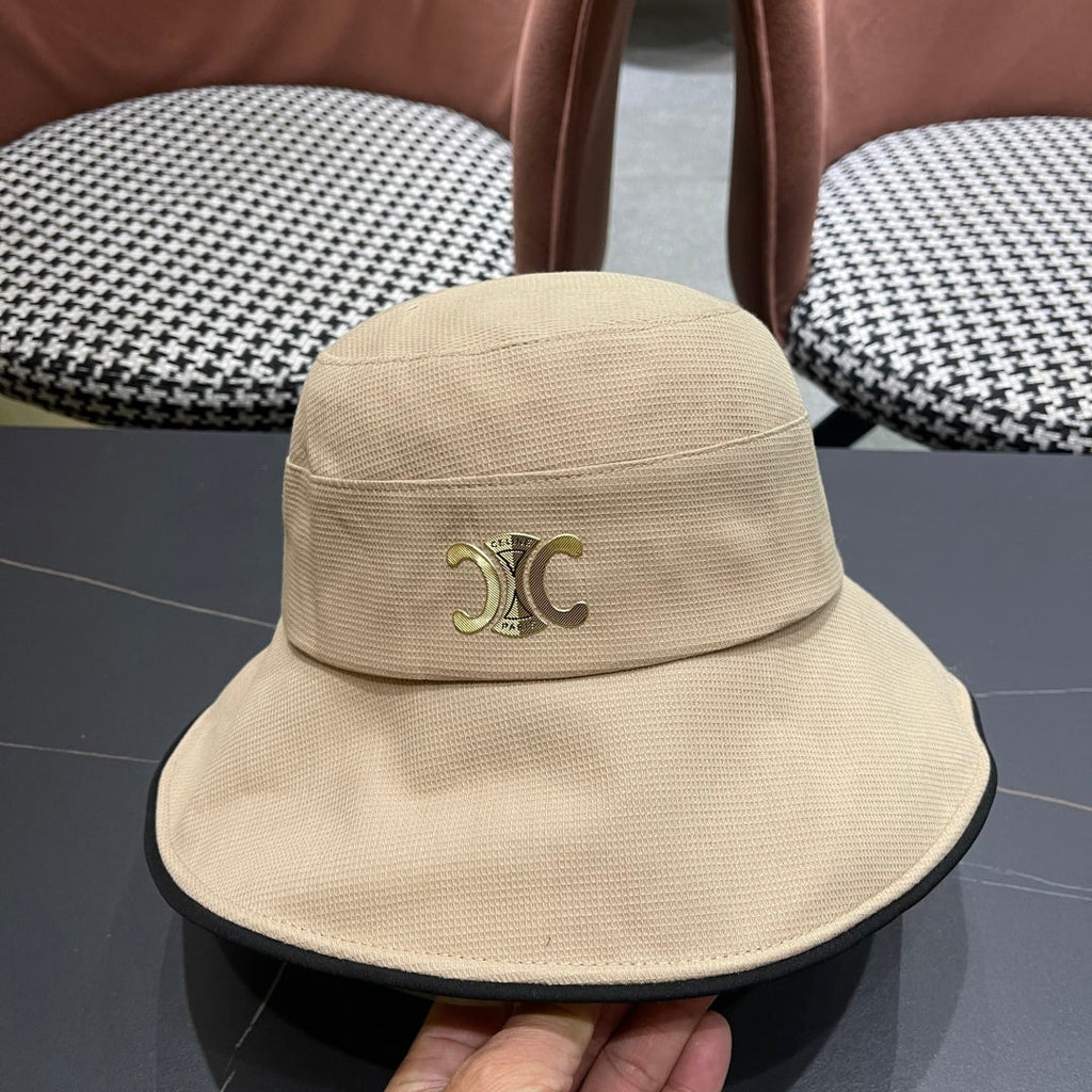 CELINE BUCKET HAT MODEL 650291 IN DARK BEIGE FABRIC