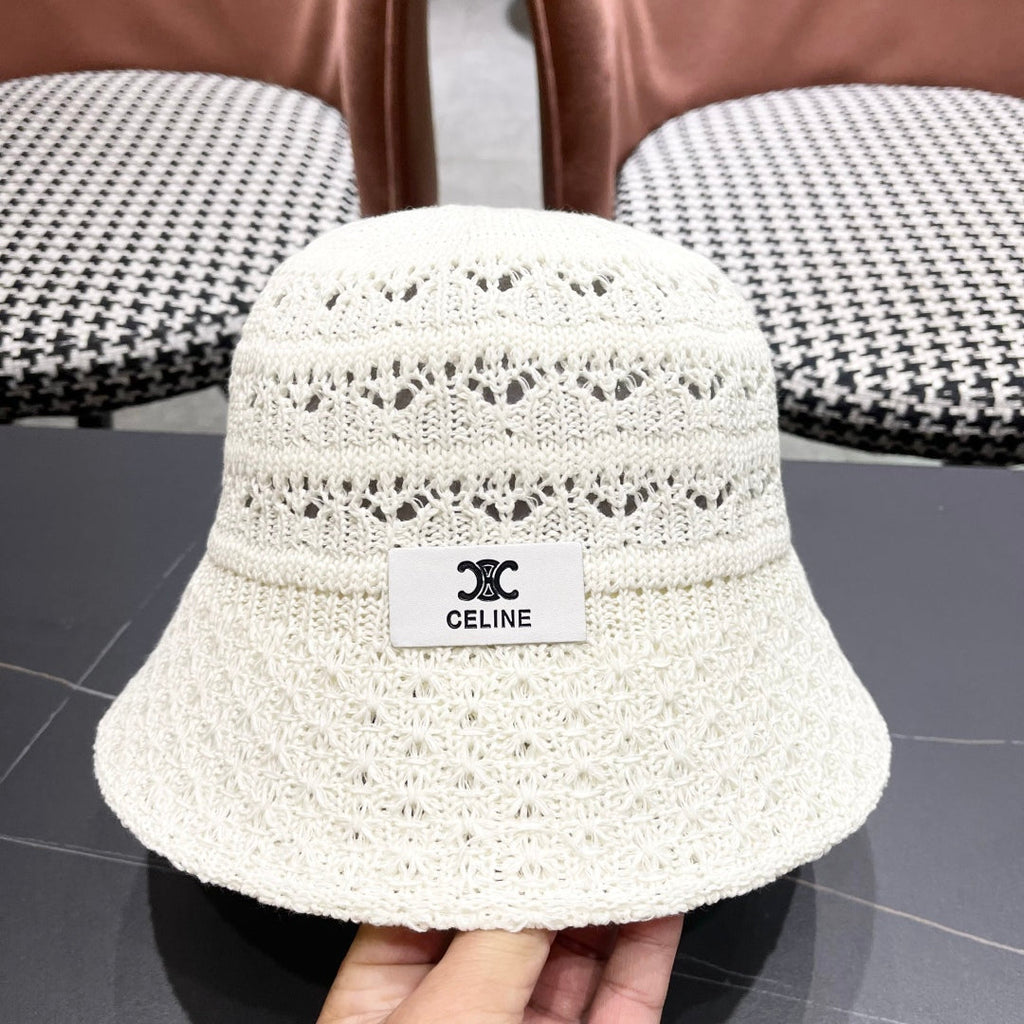 CELINE BUCKET HAT MODEL 651868 IN WHITE CROCHET