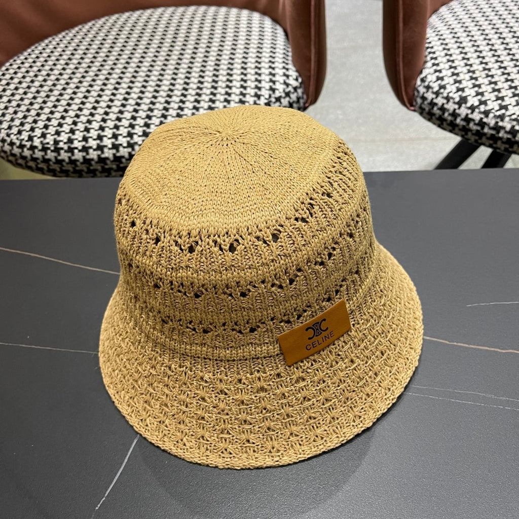 CELINE BUCKET HAT MODEL 651869 IN DARK BEIGE CROCHET