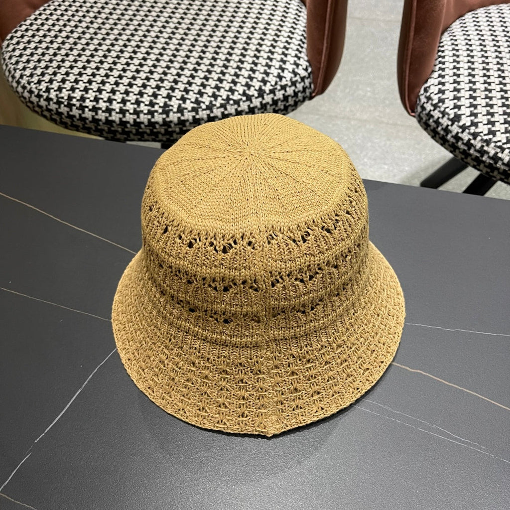 CELINE BUCKET HAT MODEL 651869 IN DARK BEIGE CROCHET