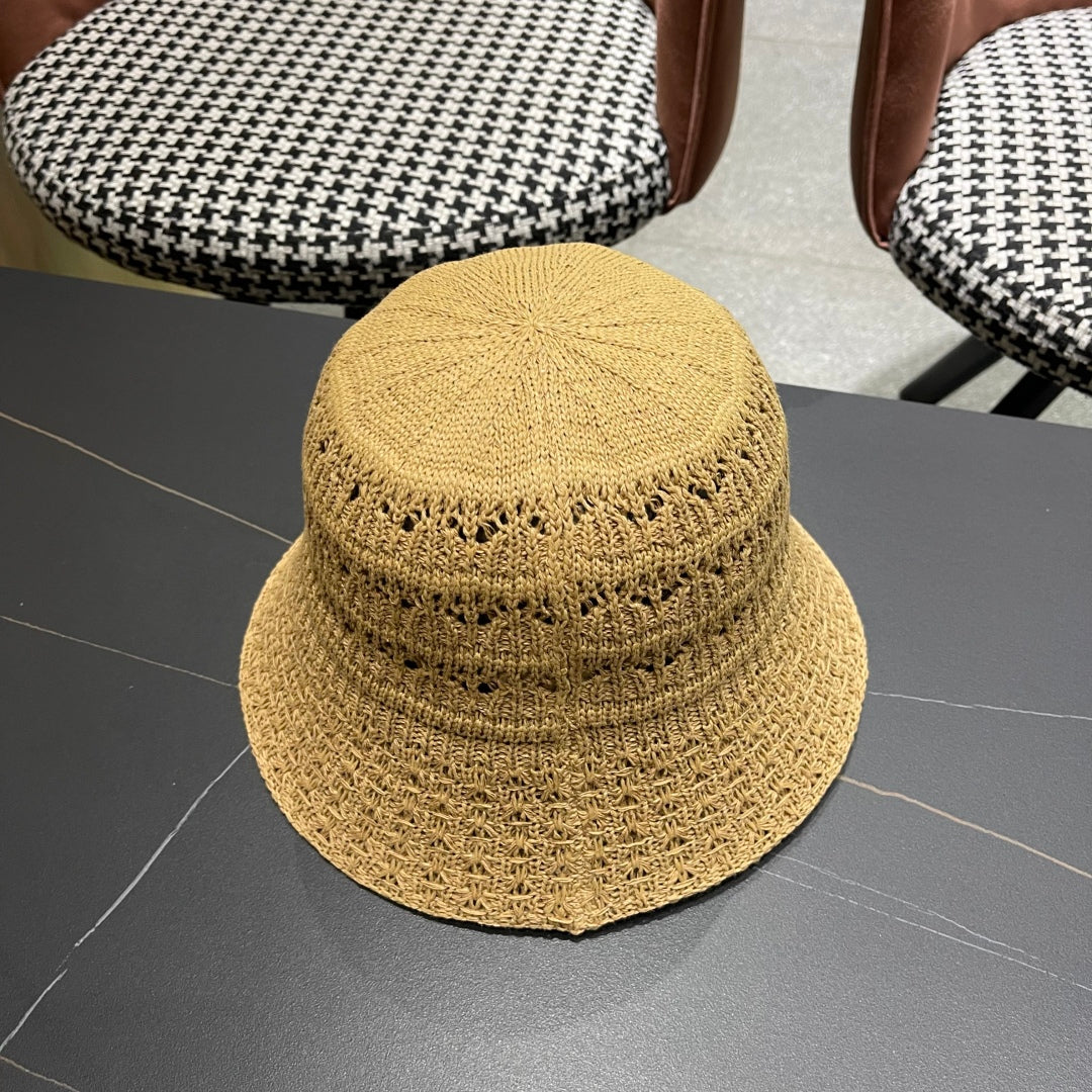 CELINE BUCKET HAT MODEL 651869 IN DARK BEIGE CROCHET