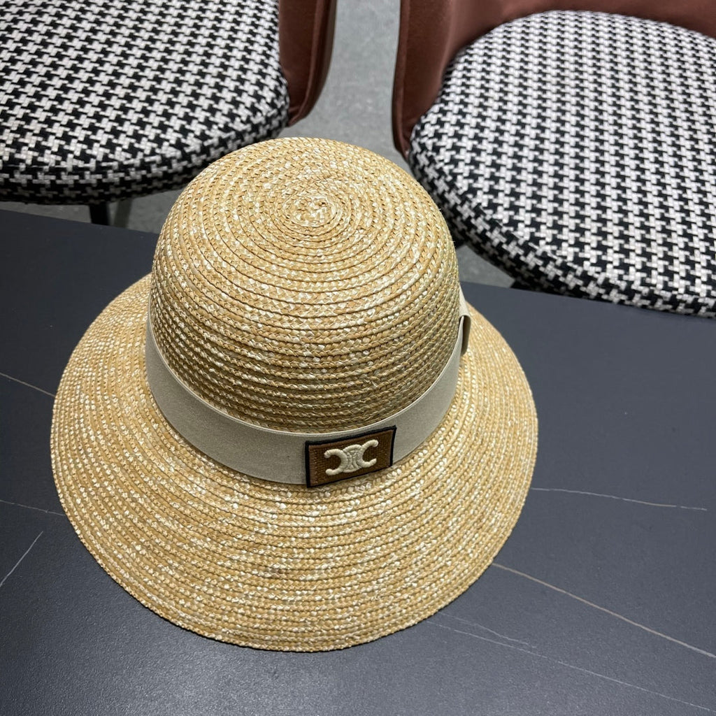 CELINE BUKET HAT MODEL 653603 IN NATURAL RAFFIA STRAW