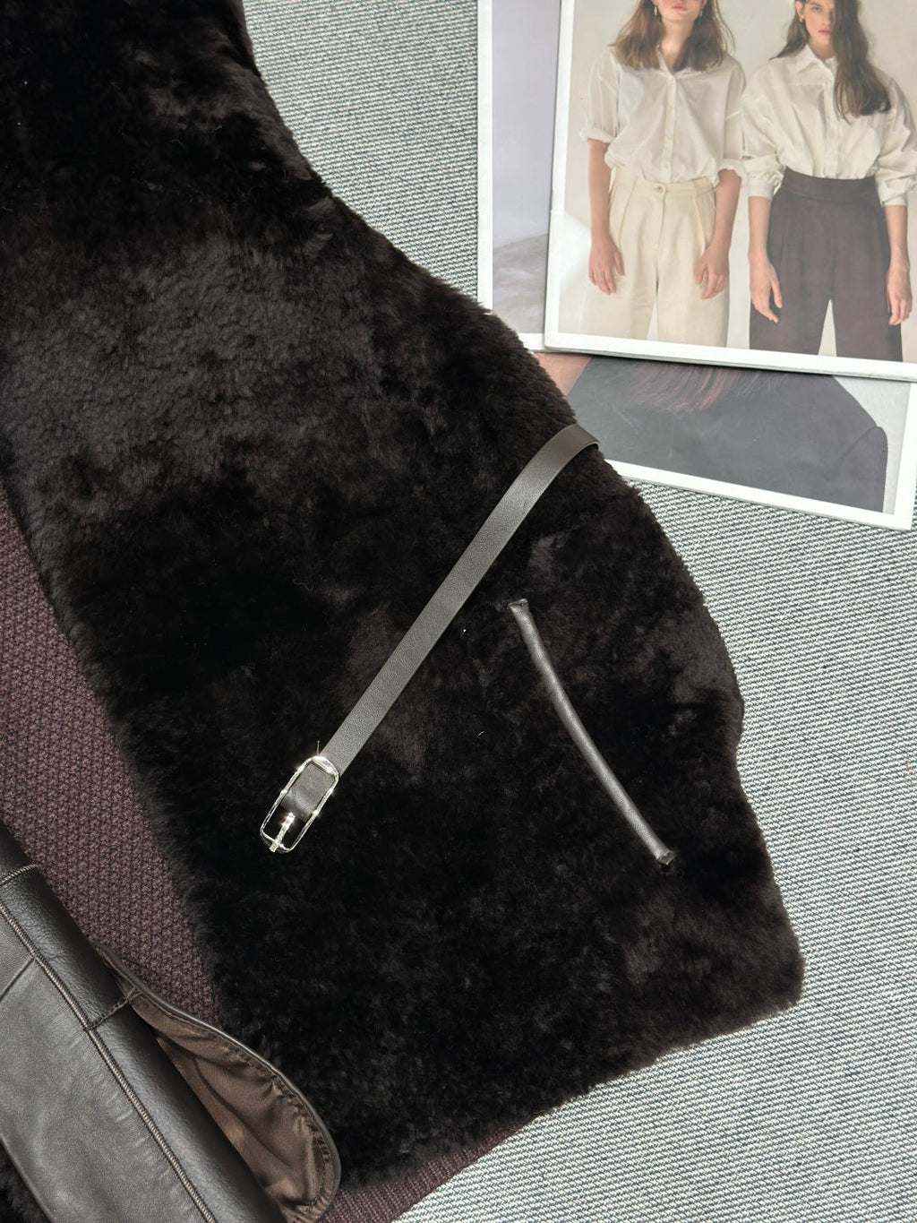 HERMES 25S SHEARLING VEST 375