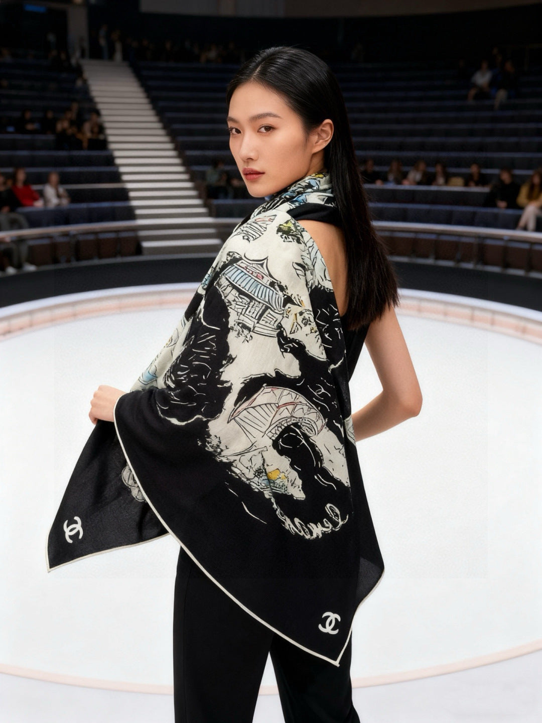 CHANEL 25S SCARF 135 IN CASHMERE 991638