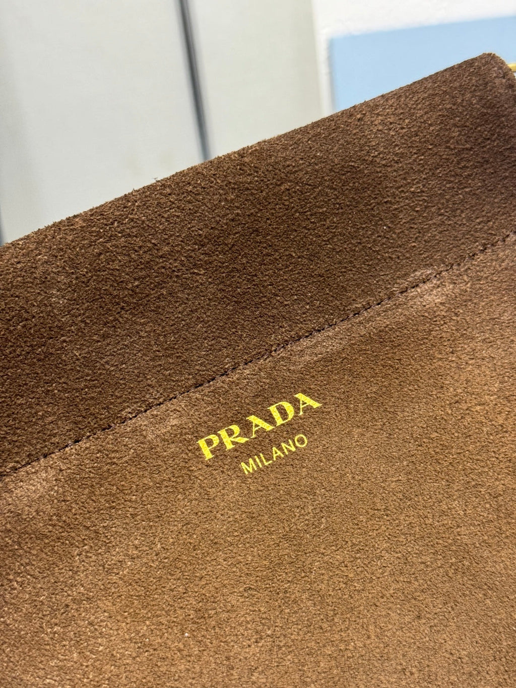 PRADA 25S ENCHAINE MINI BAG 22 IN CARAMEL BROWN SUEDE GOLD HARDWRE