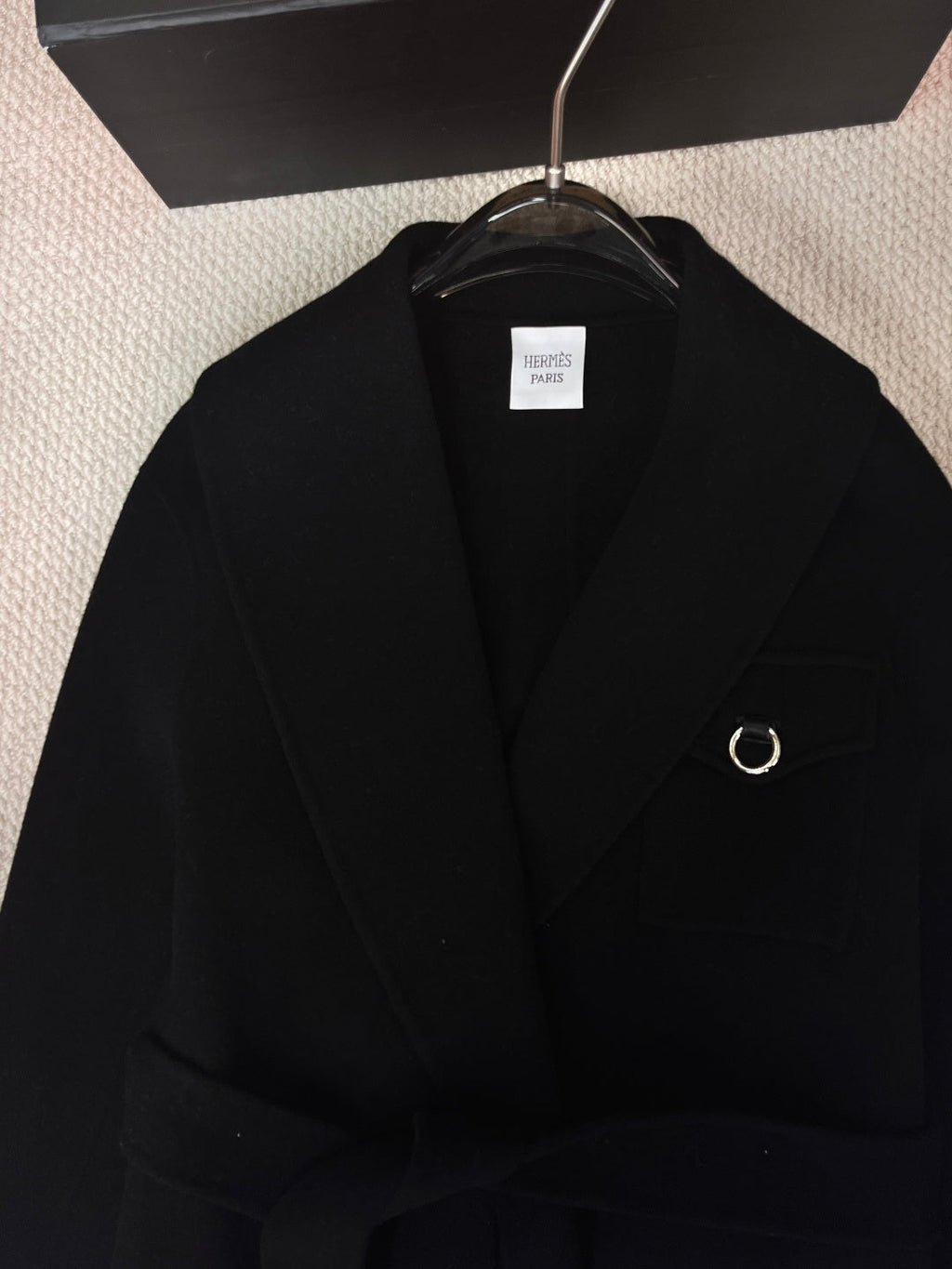 HERMES 25S LAPEL-COLLAR CASERE COAT 210