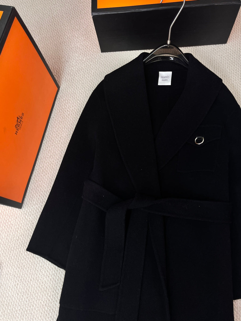 HERMES 25S LAPEL-COLLAR CASERE COAT 210