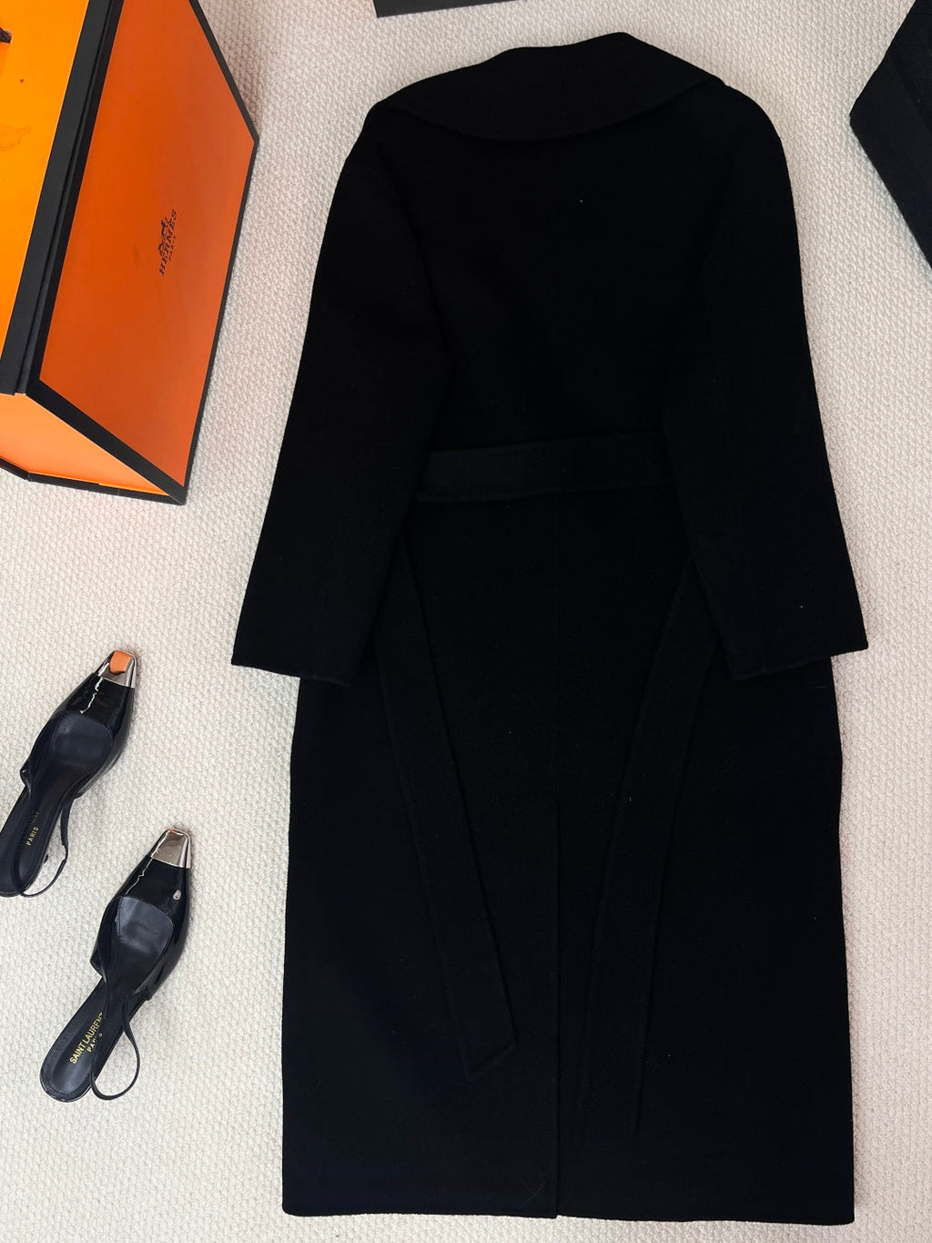 HERMES 25S LAPEL-COLLAR CASERE COAT 210