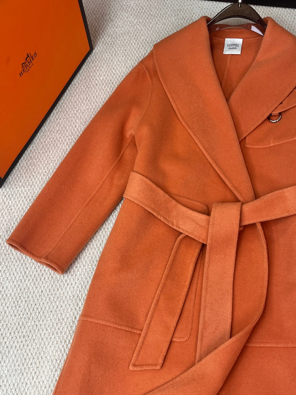 HERMES 25S LAPEL-COLLAR CASERE COAT 208