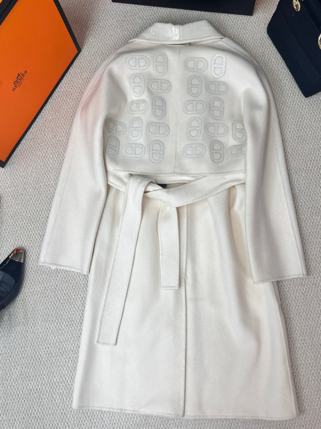HERMES 25S LONG CASERE PIG-NOSE COAT 206