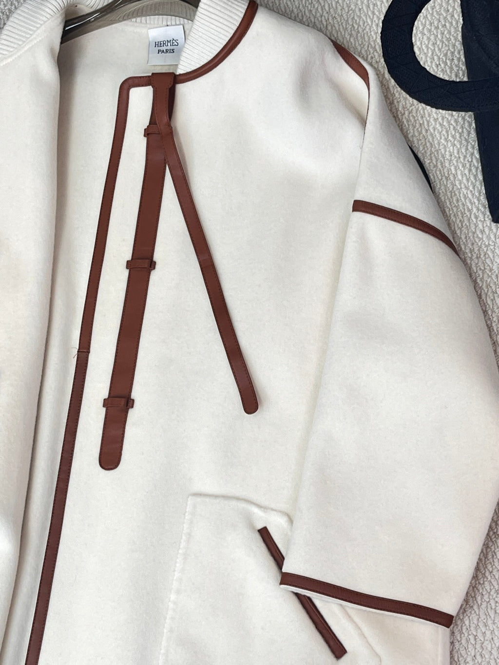 HERMES 25S CASERE COAT WITH LEATHER BUTTONS 204