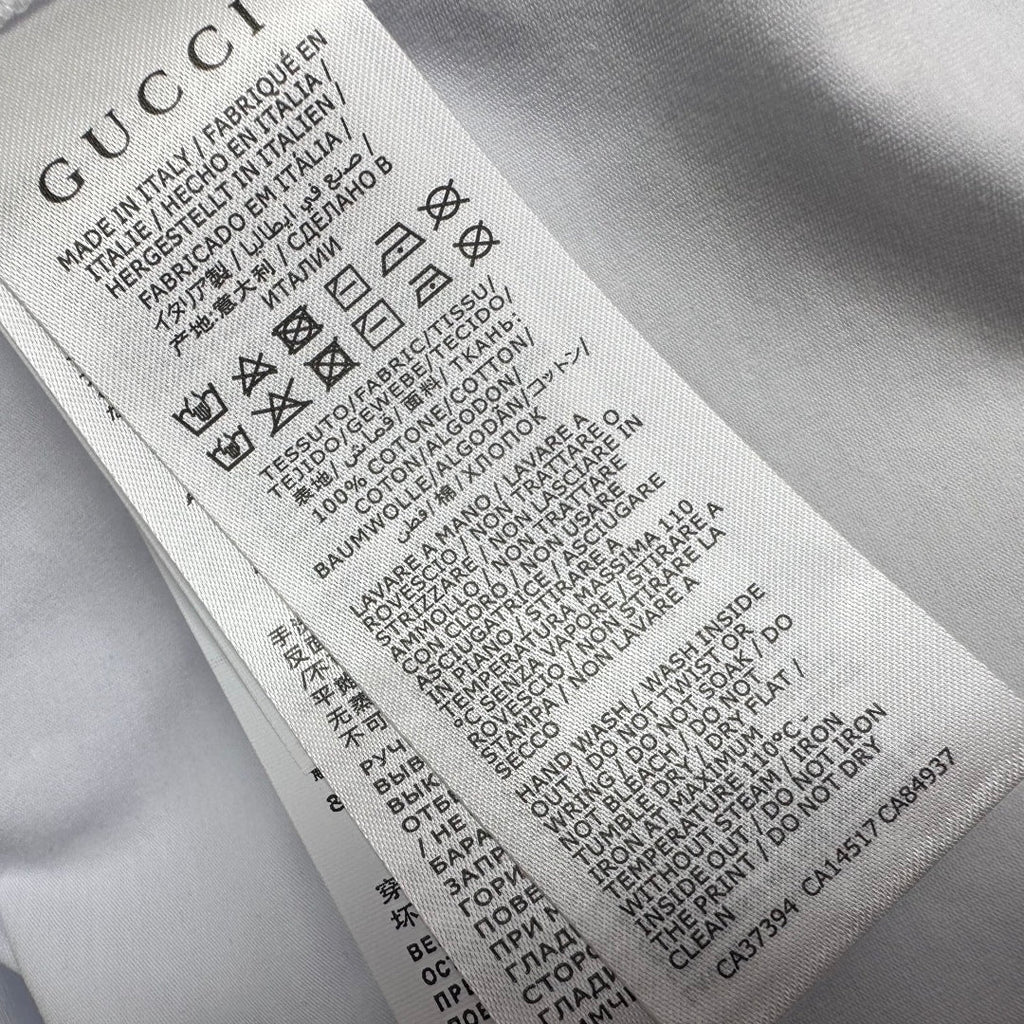 GUCCI White Blue Cotton Jersey T-shirt With Print