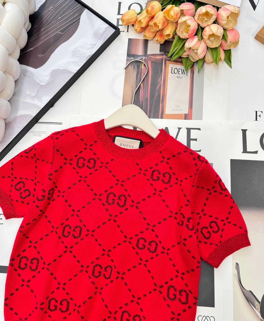 GUCCI SHORT-SLEEVE KNIT TOP STYLE 24