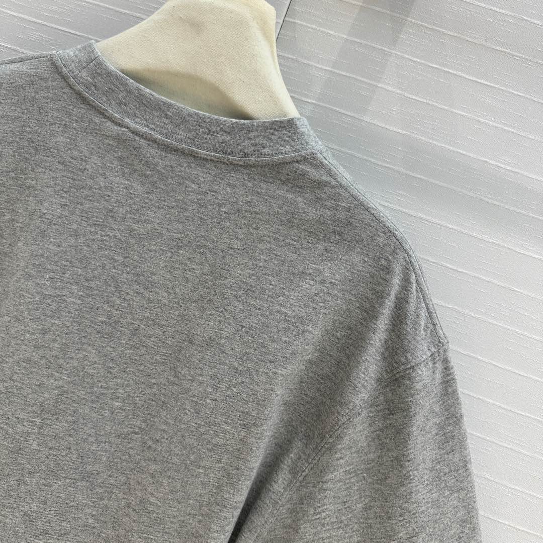 GUCCI Gucci 25 Printed Long-sleeved T-shirt Gray Cotton