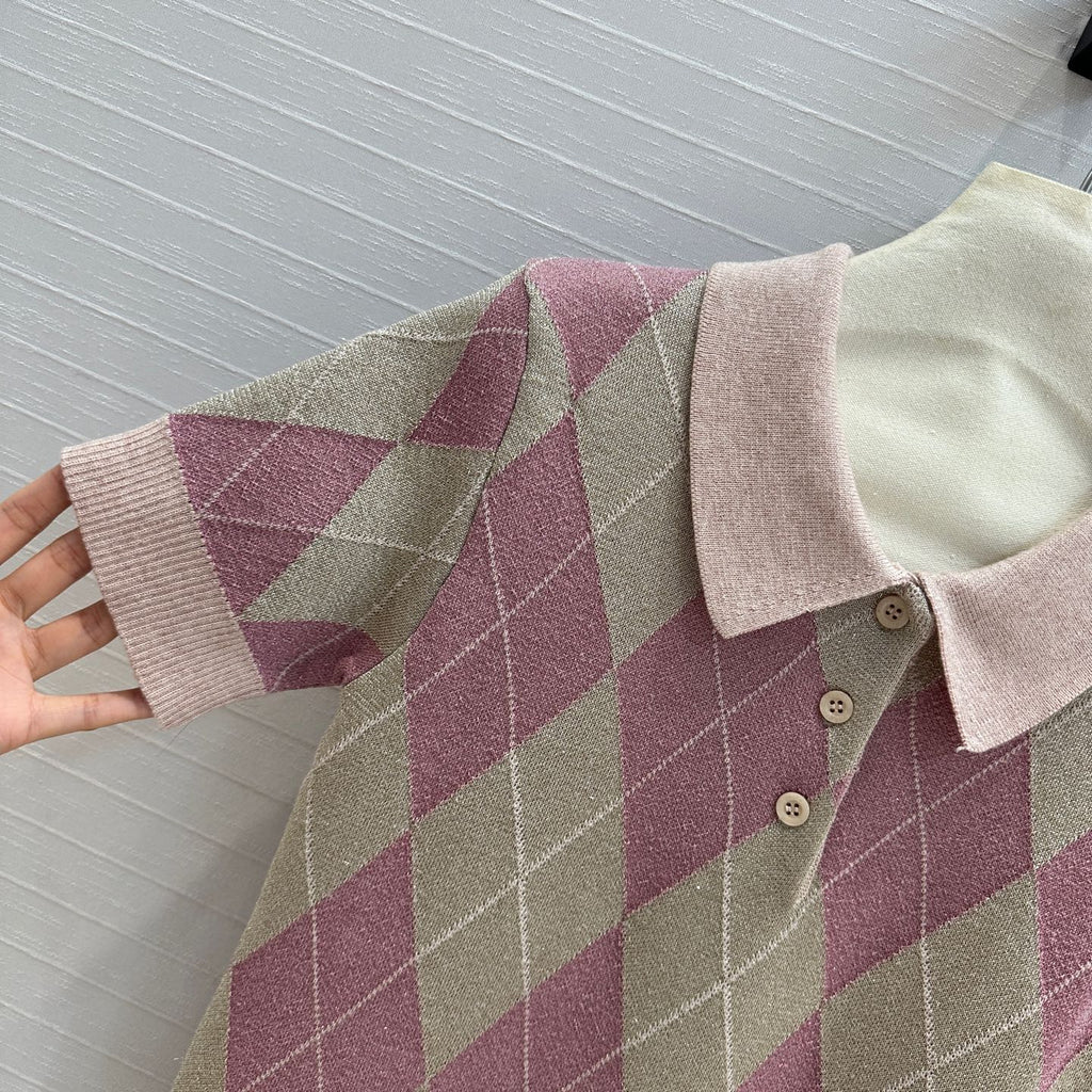 GUCCI Gucci 25 Short-sleeved Knitted Sweater Pink Wool