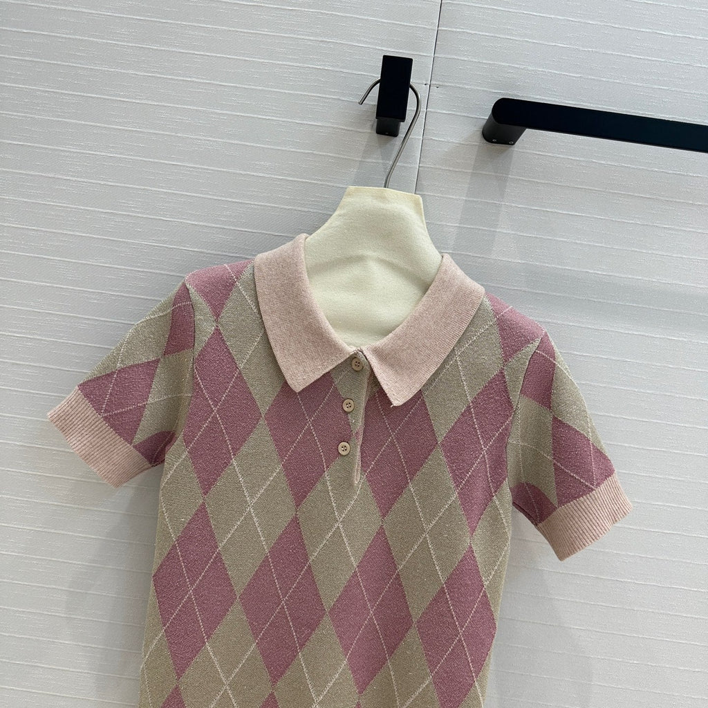 GUCCI Gucci 25 Short-sleeved Knitted Sweater Pink Wool