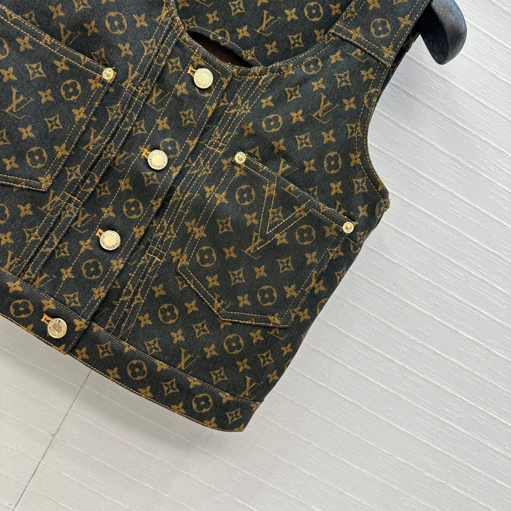 LOUIS VUITTON LV DENIM SLEEVELESS TOP WITH LOGO 264405