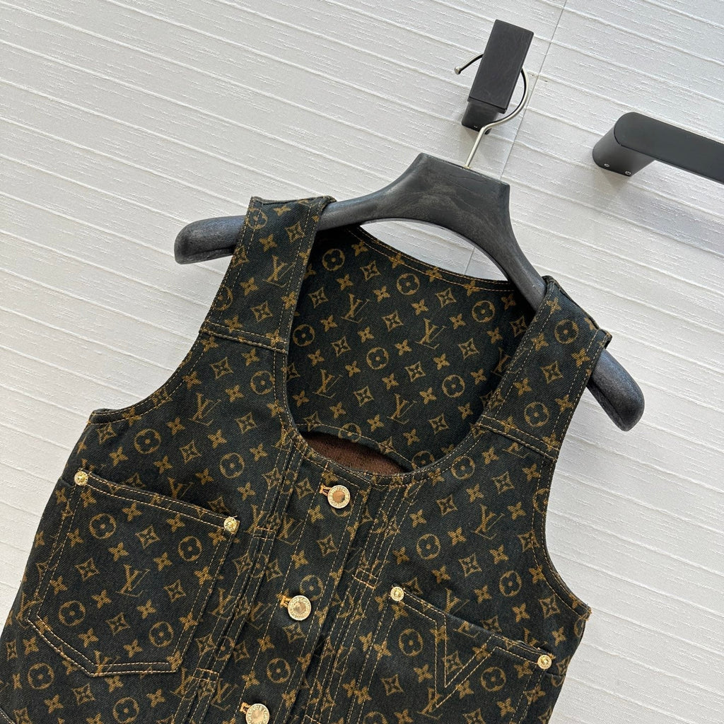 LOUIS VUITTON LV DENIM SLEEVELESS TOP WITH LOGO 264405