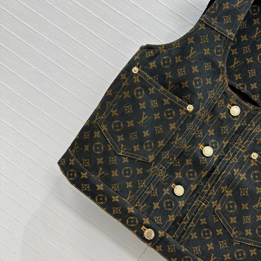 LOUIS VUITTON LV DENIM SLEEVELESS TOP WITH LOGO 264405