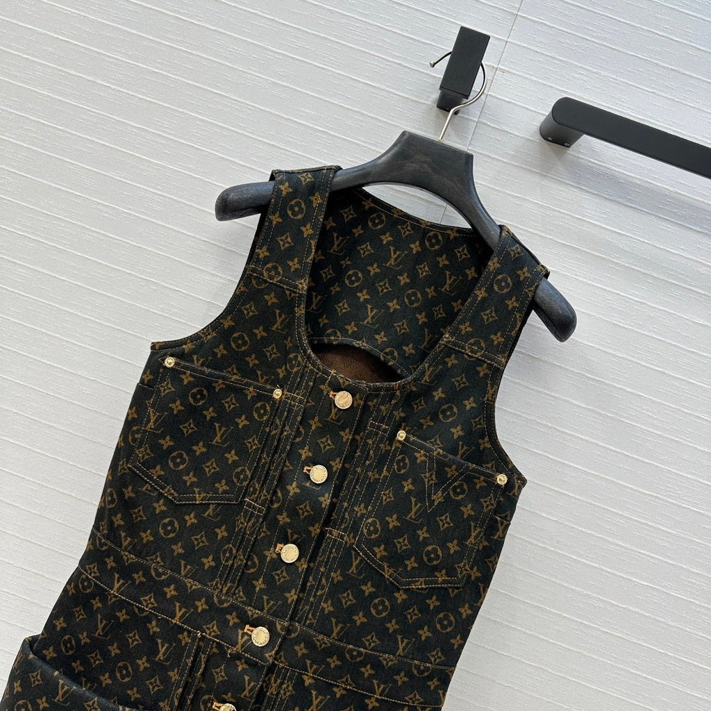 LOUIS VUITTON LV DENIM SLEEVELESS DRESS WITH LOGO 264410