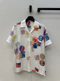 LOUIS VUITTON LV SHORT-SLEEVE PRINTED SILK BLOUSE 268226