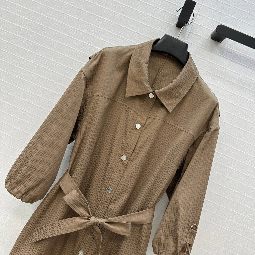 HERMES HERMES JACQUARD SHIRT DRESS WITH TIE NECK 276147