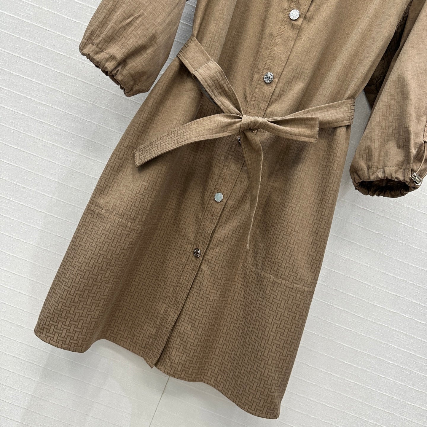 HERMES HERMES JACQUARD SHIRT DRESS WITH TIE NECK 276147
