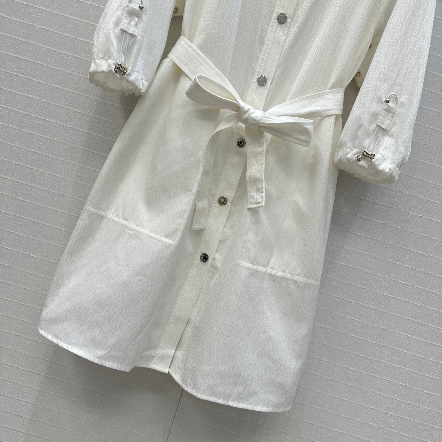 HERMES HERMES JACQUARD SHIRT DRESS WITH TIE NECK 276149