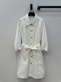 HERMES HERMES JACQUARD SHIRT DRESS WITH TIE NECK 276149
