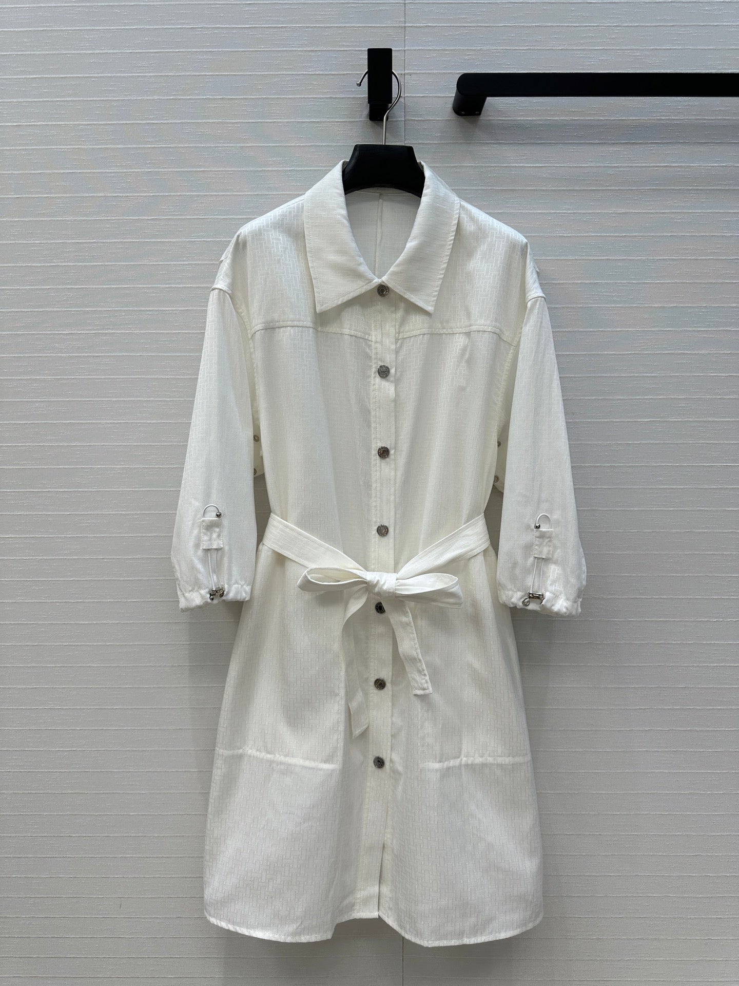 HERMES HERMES JACQUARD SHIRT DRESS WITH TIE NECK 276149
