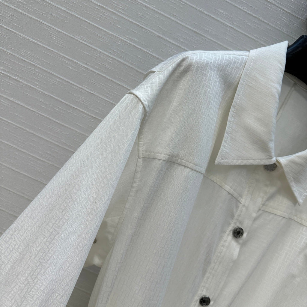 HERMES HERMES JACQUARD SHIRT DRESS WITH TIE NECK 276149