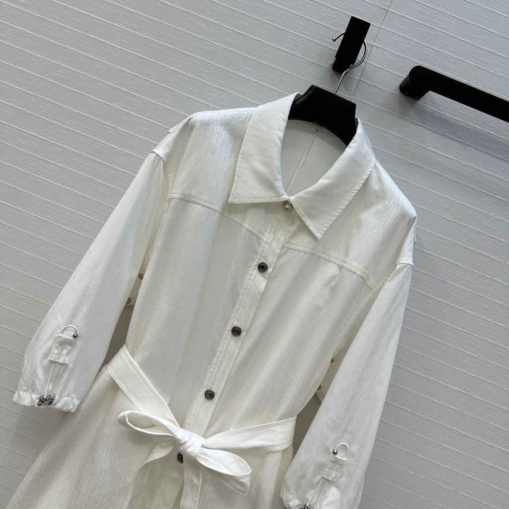 HERMES HERMES JACQUARD SHIRT DRESS WITH TIE NECK 276149