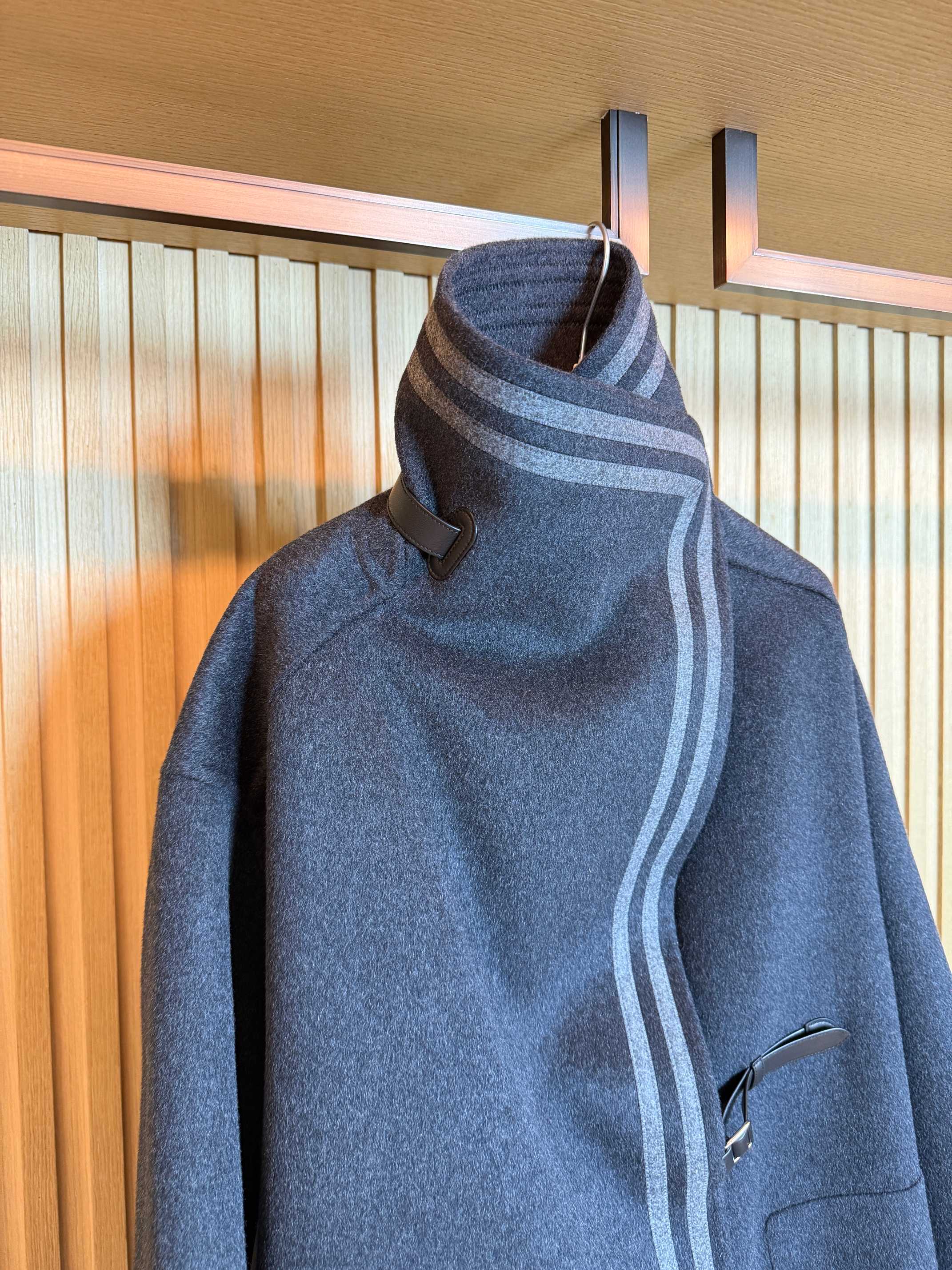 HERMES 25S LONG STAND-COLLAR CASERE COAT 317