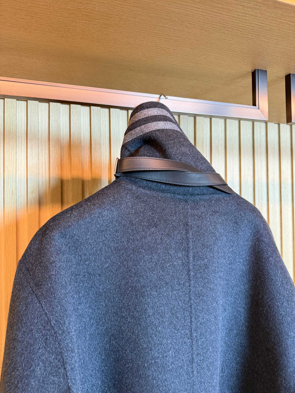 HERMES 25S LONG STAND-COLLAR CASERE COAT 317