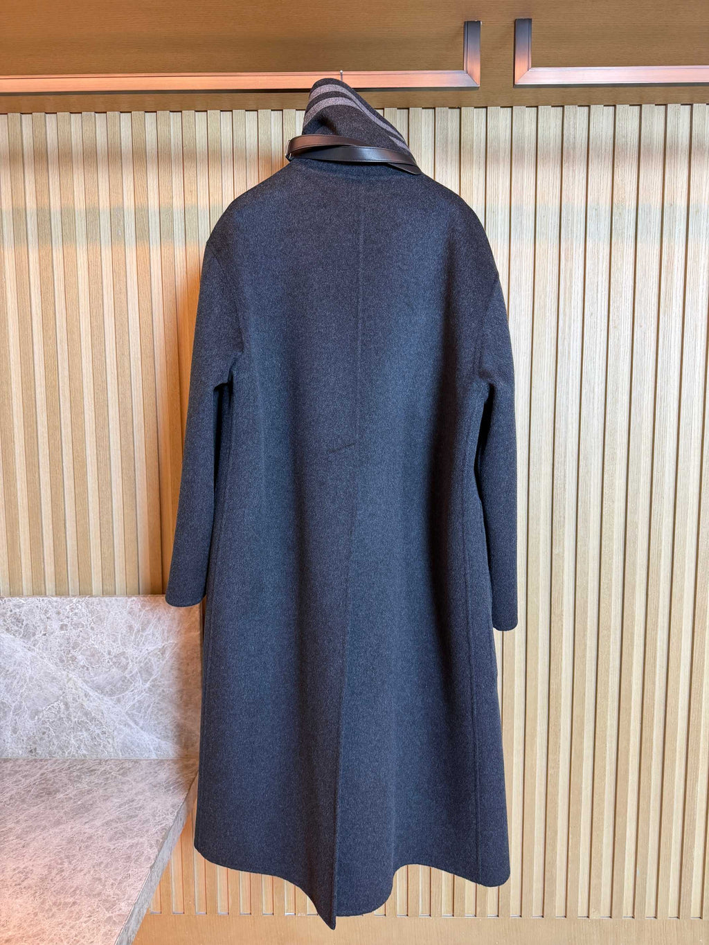 HERMES 25S LONG STAND-COLLAR CASERE COAT 317