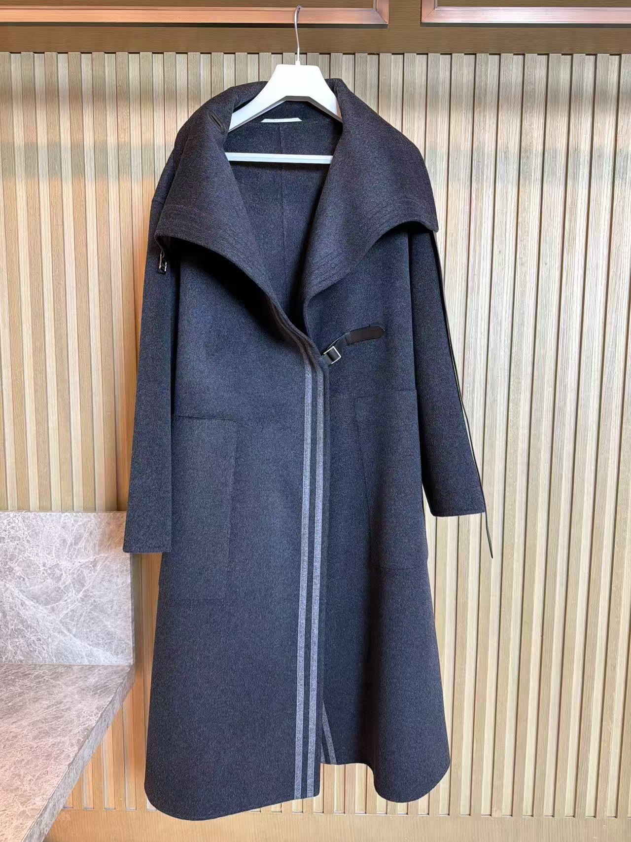 HERMES 25S LONG STAND-COLLAR CASERE COAT 317