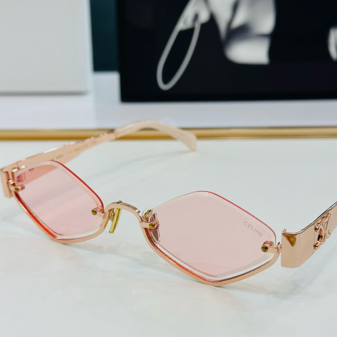 CELINE TRIOMPHE SEMI-RIMLESS SUNGLASS CL42117U IN METAL OCTAGON LENSES