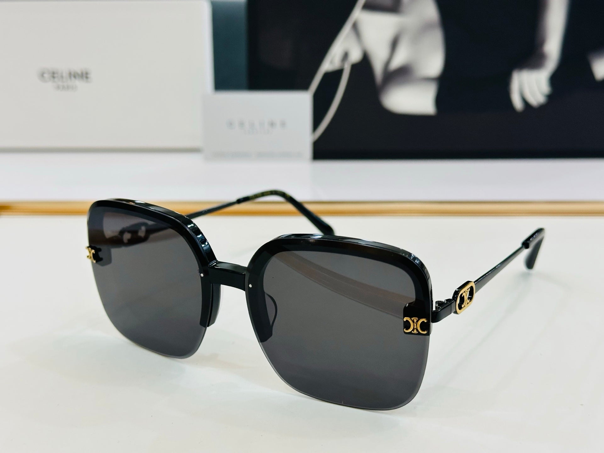 CELINE TRIOMPHE SQUARE SUNGLASS CL40251 IN METAL