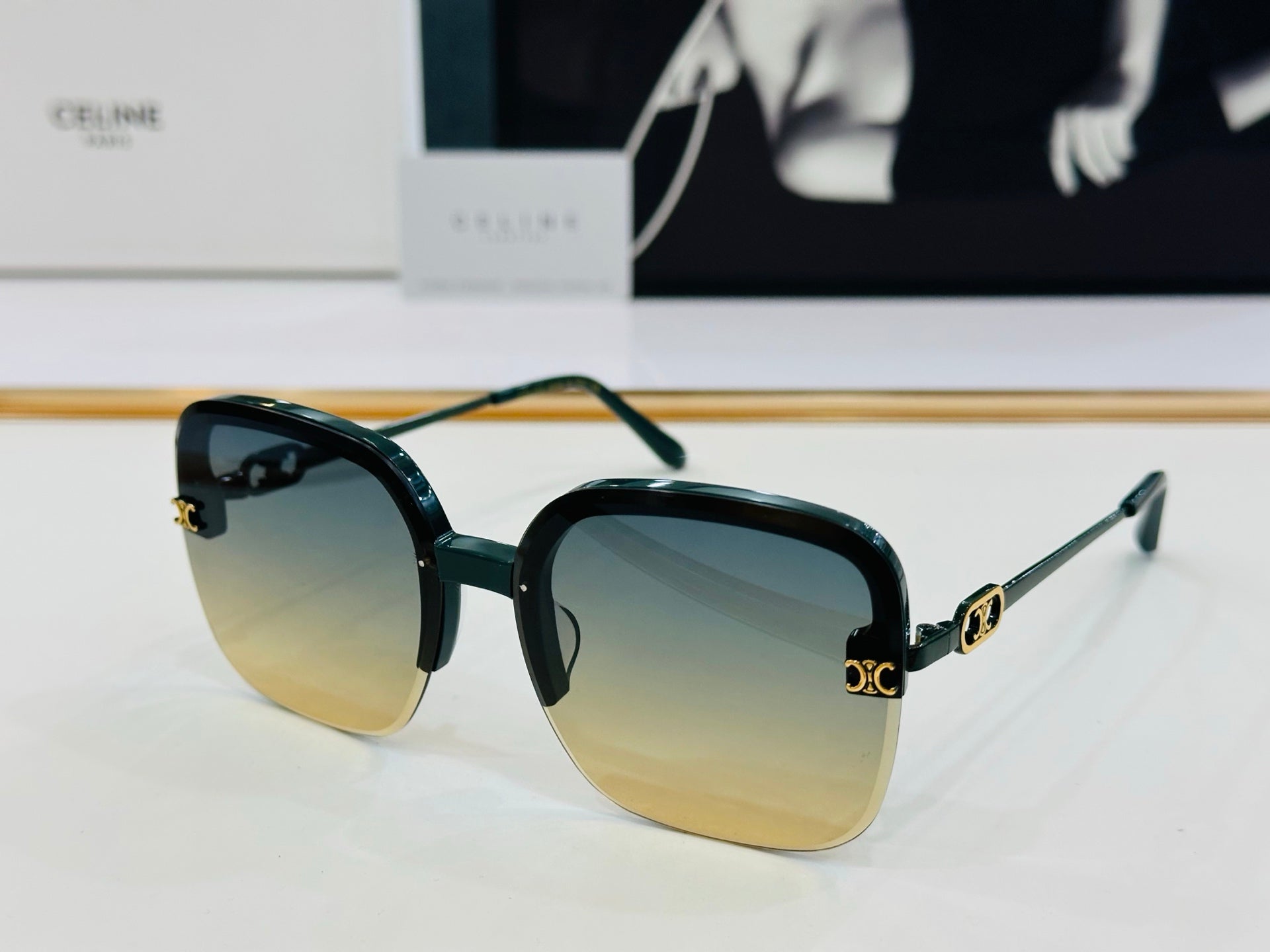 CELINE TRIOMPHE SQUARE SUNGLASS CL40251 IN METAL